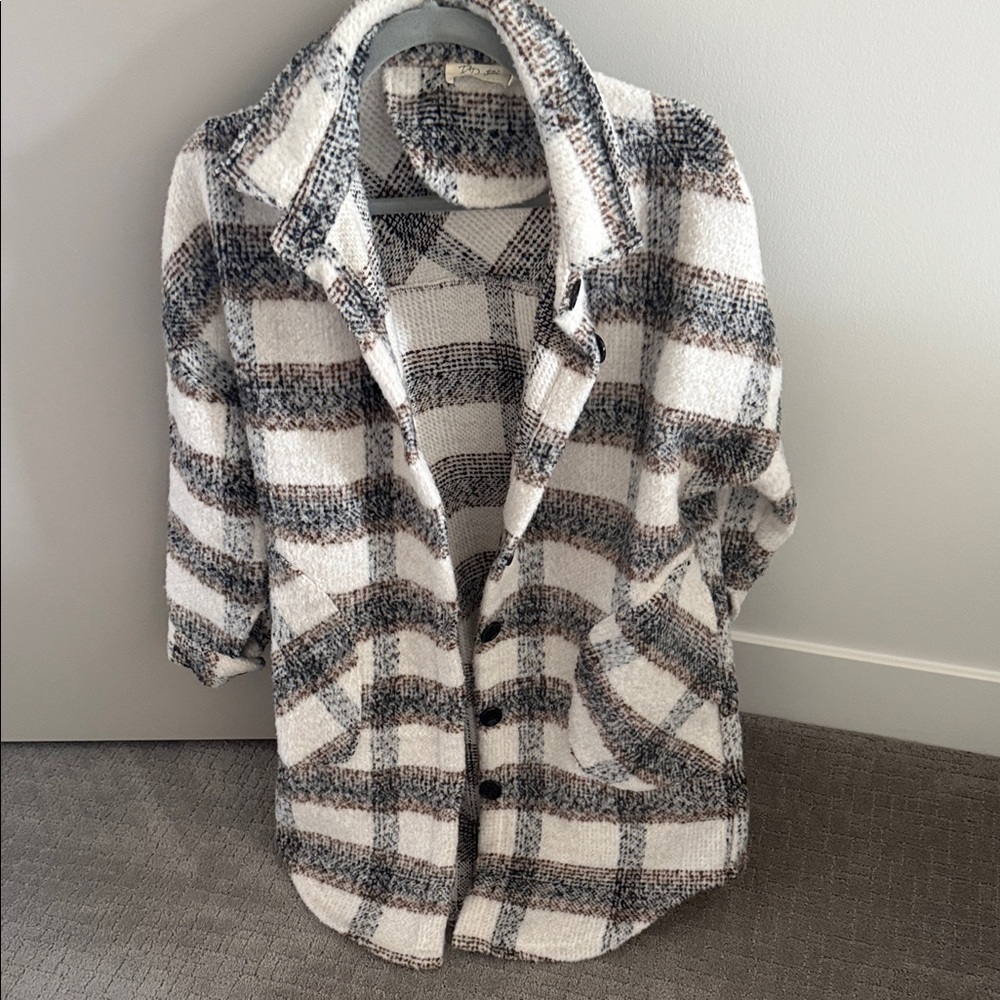 RD Style Checkered Teddy Jacket - Black, White, and Gray
